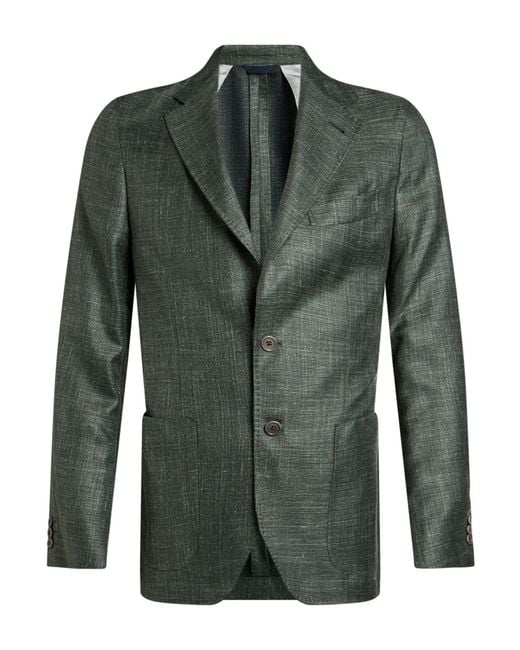 Tombolini Green Blazer Wool, Silk, Linen for men