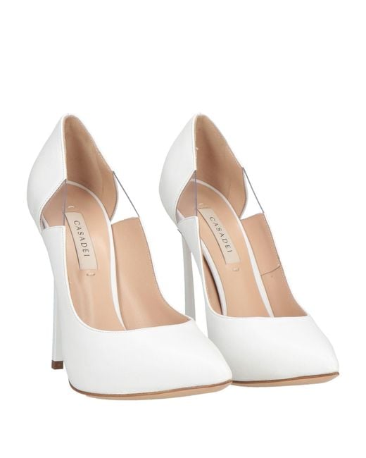 Casadei White Pumps Soft Leather, Plastic