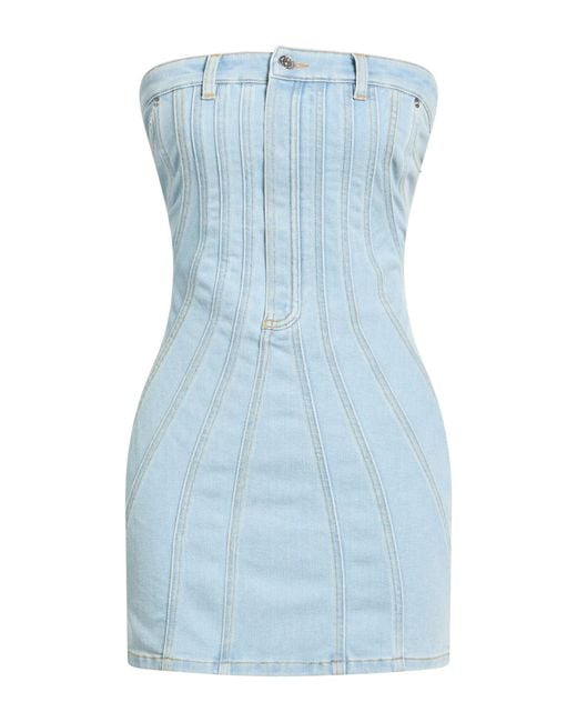Mugler Blue Mini Dress Cotton, Elastane