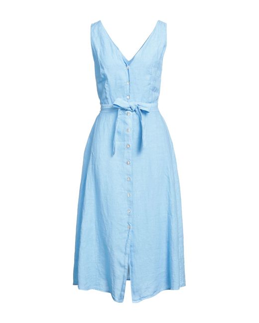 120% Lino Blue Midi Dress