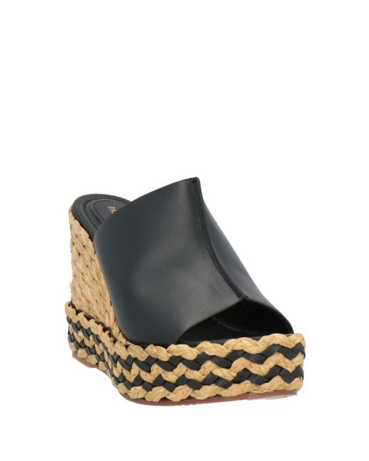 Paloma Barceló Black Sandals Cow Leather, Natural Raffia