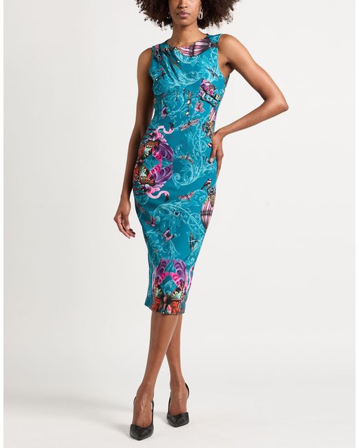 Versace Jeans Couture Blue Midi Dress Polyester, Elastane