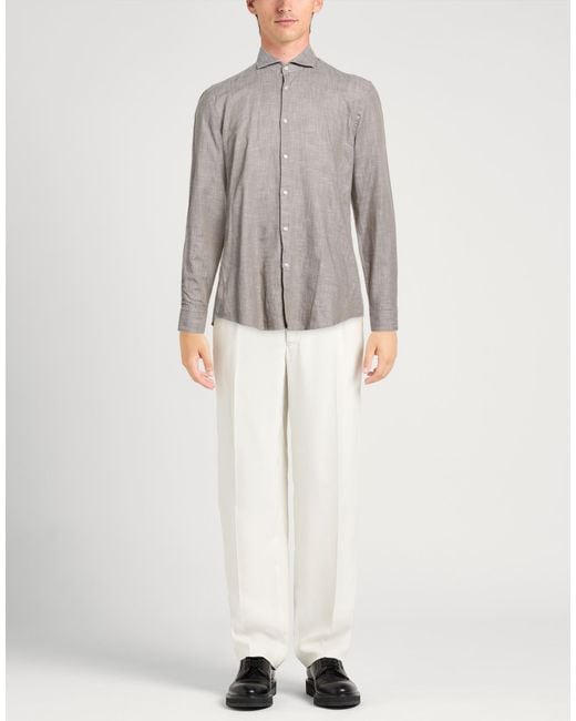 HUGO Gray Shirt Cotton, Linen for men