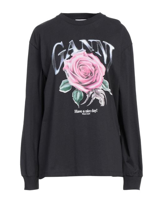 Ganni Black T-Shirt Organic Cotton, Recycled Cotton