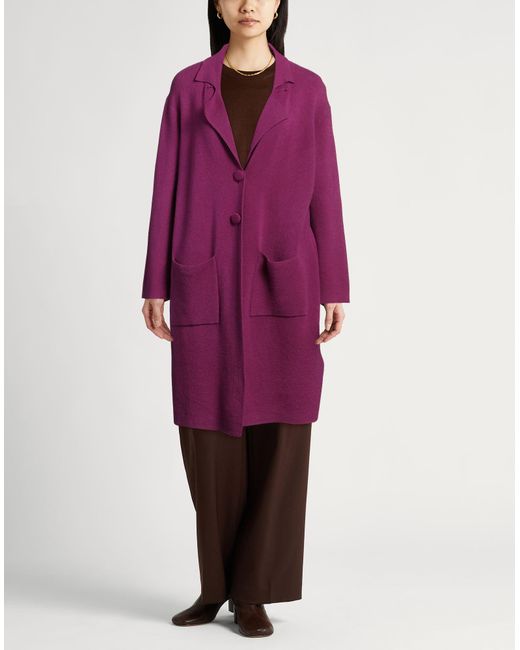 Annarita N. Purple Fuchsia Overcoat & Trench Coat Viscose, Modal, Elastane