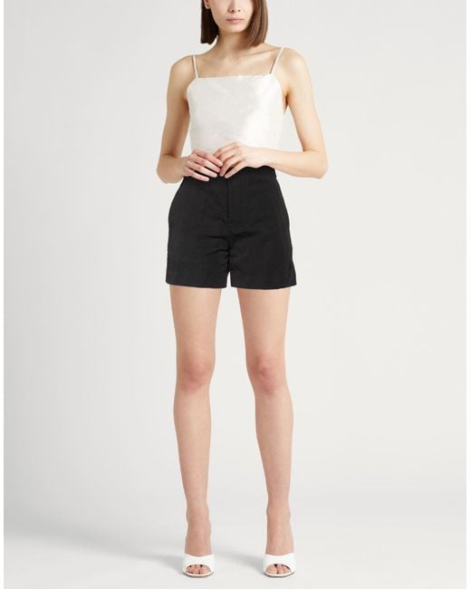 Roberto Collina Black Shorts & Bermuda Shorts Polyester, Linen