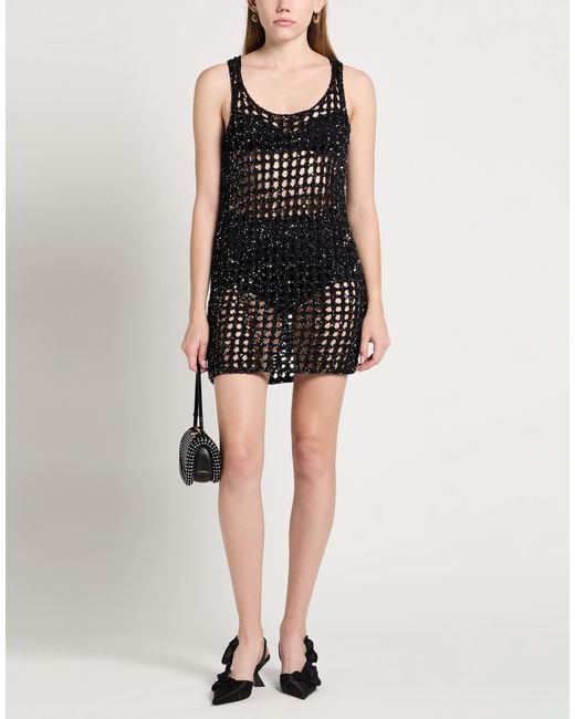 Roberto Collina Black Mini Dress Polyamide, Cotton