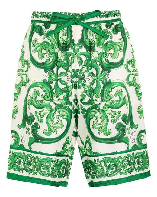 Dolce & Gabbana Green Shorts & Bermuda Shorts Silk for men