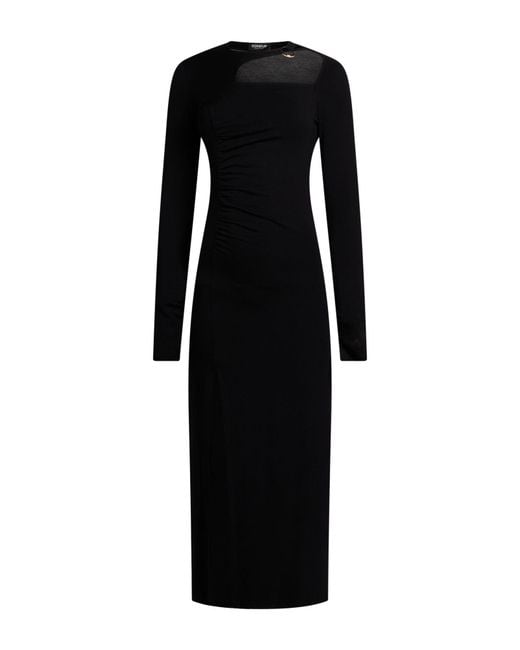 Dondup Black Midi Dress Viscose, Elastane