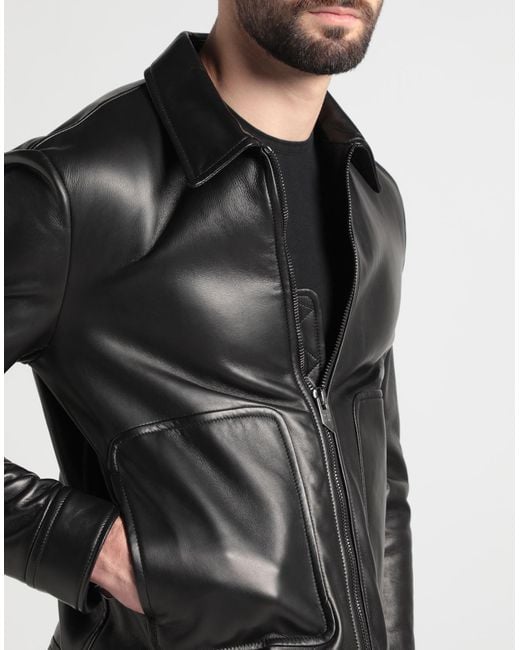 Salvatore Santoro Black Jacket Ovine Leather for men