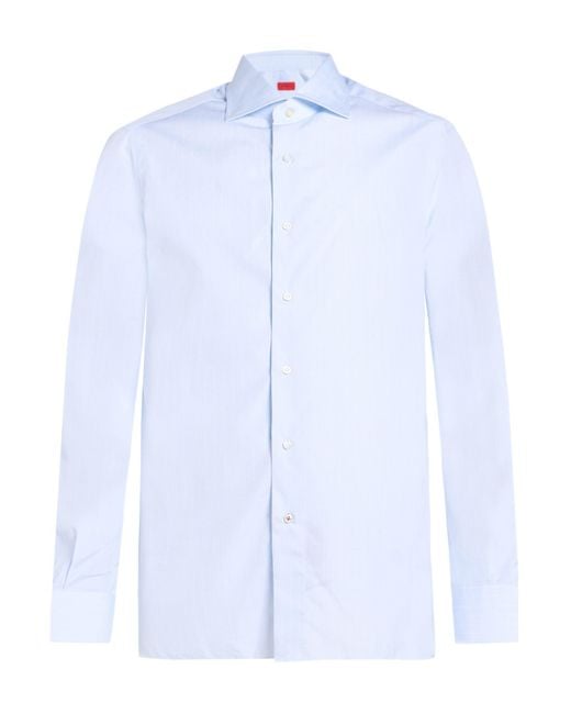 Isaia Blue Shirt Cotton for men