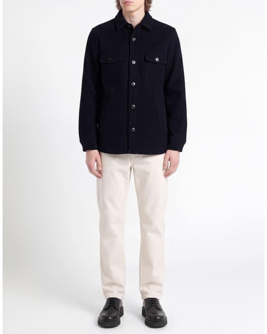 Façonnable Blue Midnight Coat Recycled Wool, Polyamide for men