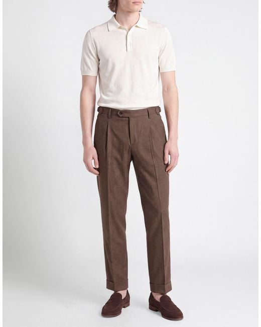 Luigi Borrelli Napoli Brown Pants Cotton, Linen, Elastane for men