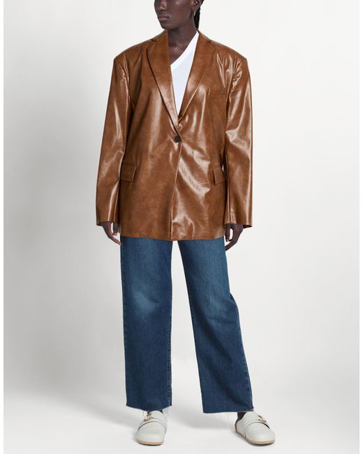 THE M.. Brown Blazer Polyester, Viscose, Elastane