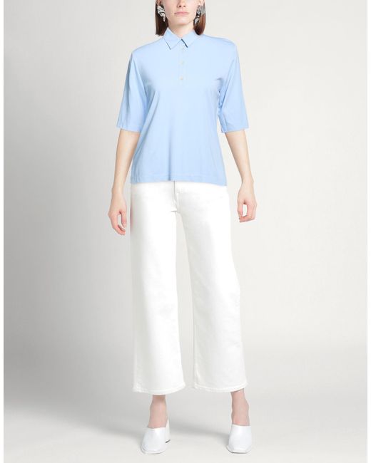 RUE DU BAC Blue Polo Shirt Viscose, Polyamide, Elastane