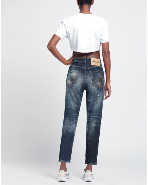 DSquared² Blue Jeans Cotton, Elastane, Calfskin