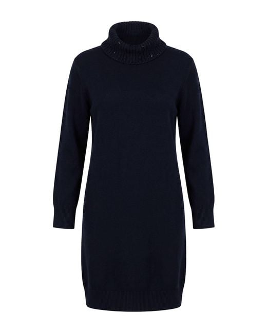 Fabiana Filippi Blue Midnight Midi Dress Virgin Wool, Silk, Cashmere, Polyamide, Polyester