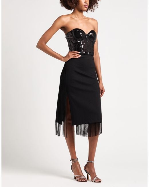 ViCOLO Black Midi Skirt Polyester, Viscose, Elastane