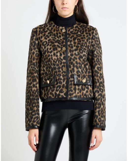 Semicouture Black Taupe Jacket Acrylic, Polyester, Wool