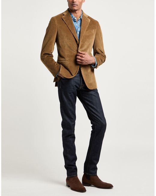 Caruso Brown Blazer Cotton, Elastane for men