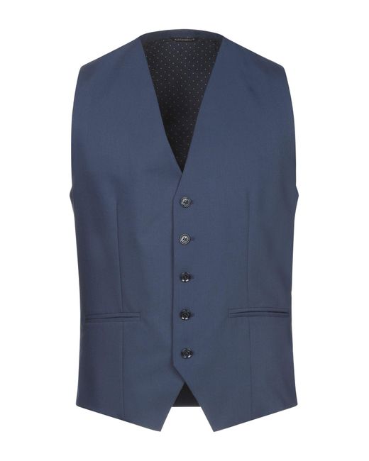 Daniele Alessandrini Blue Tailored Vest Polyester, Viscose, Elastane for men