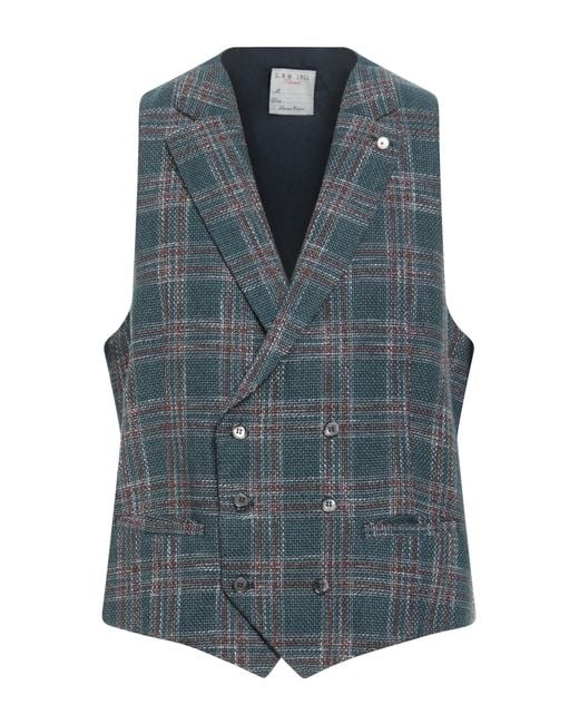 L.b.m. 1911 Blue Tailored Vest Cotton, Wool, Polyester, Acrylic, Polyamide for men