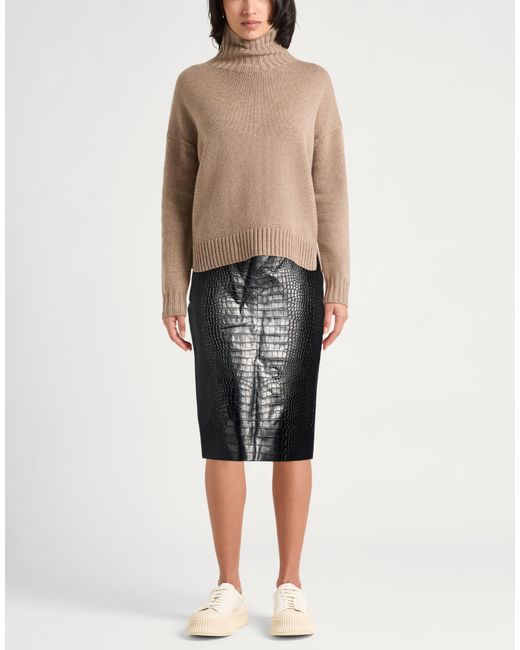 Barbara Bui Black Midi Skirt Polyurethane, Polyester