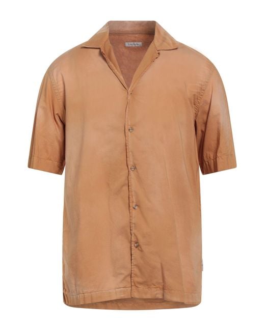 Paolo Pecora Brown Camel Shirt Cotton for men