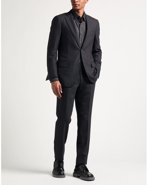 Isaia Men's Blue Charcoal Suit Wool