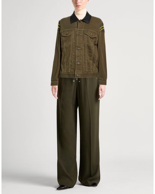 DIESEL Green Military Jacket Cotton, Elastane, Goat Skin