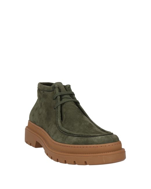 Fabi Green Military Ankle Boots Leather for men
