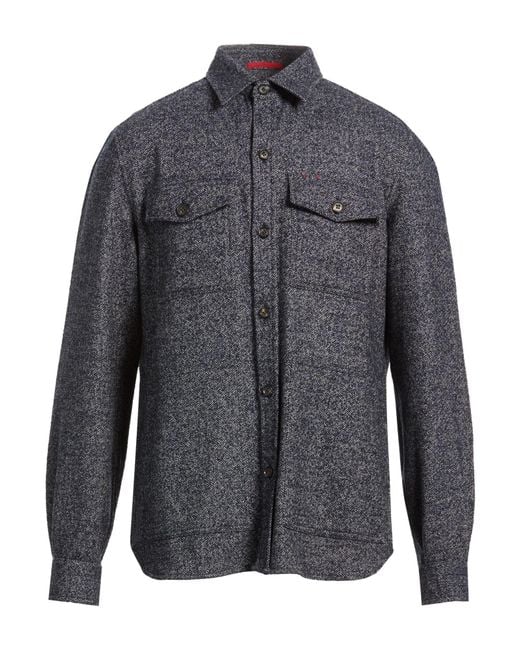 Isaia Gray Shirt Wool, Silk, Cashmere for men