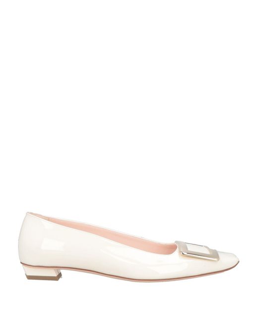 Roger Vivier Natural Cream Ballet Flats Soft Leather