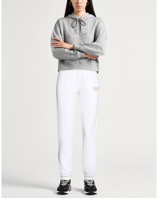 EA7 White Pants Cotton, Elastane, Polyester, Metal Fiber