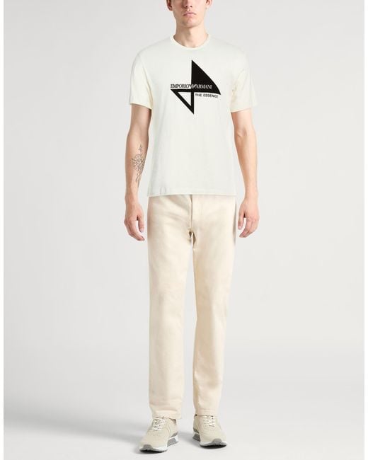 Emporio Armani White Ivory T-Shirt Cotton for men