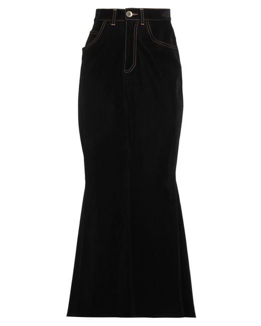 Nineminutes Black Maxi Skirt Cotton, Polyurethane, Viscose, Elastane