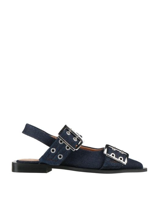 Ganni Blue Ballet Flats Textile Fibers