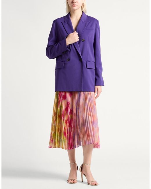 Erika Cavallini Semi Couture Purple Blazer Polyester, Virgin Wool, Elastane