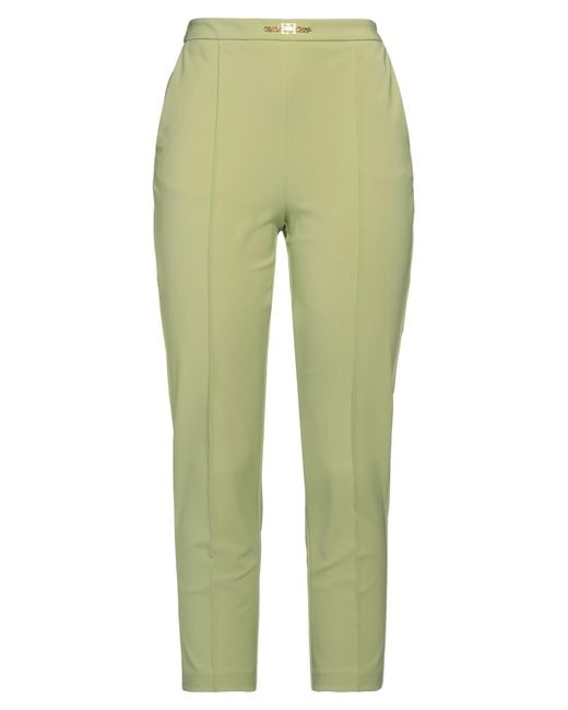 Elisabetta Franchi Green Light Pants Polyester, Elastane