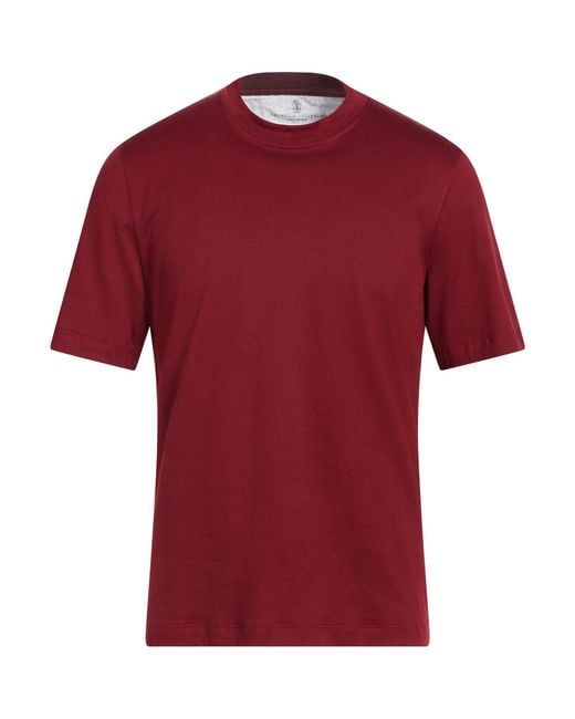 Brunello Cucinelli Red Brick T-Shirt Cotton for men