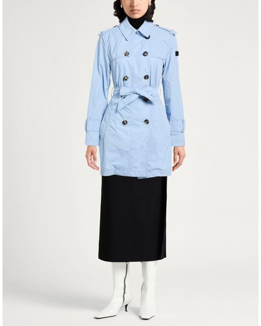 Peuterey Blue Light Overcoat & Trench Coat Polyester