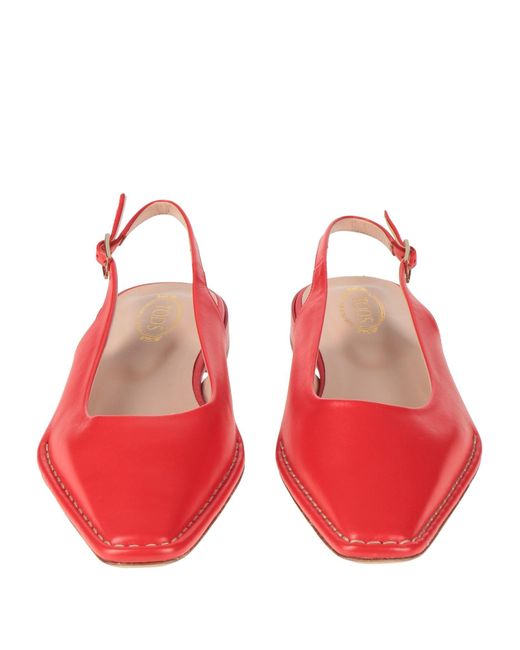 Tod's Red Ballet Flats Leather