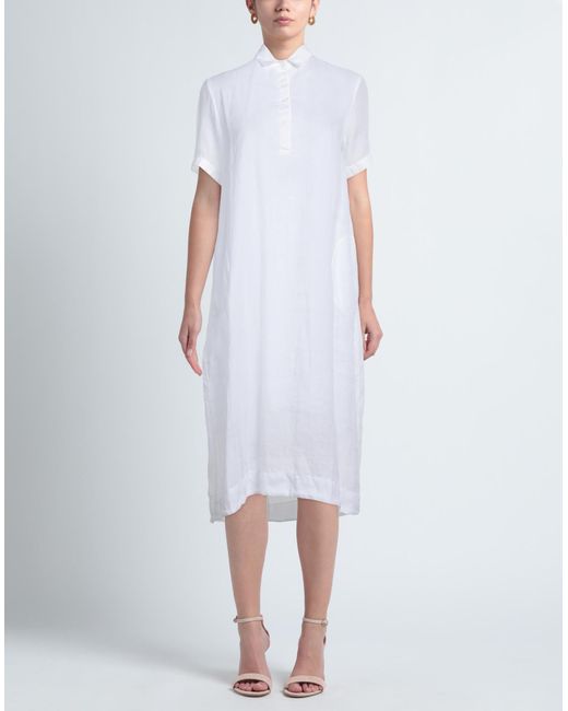 European Culture White Midi Dress