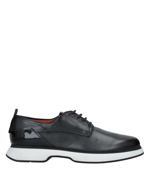 Santoni Black Lace-Up Shoes Soft Leather for men