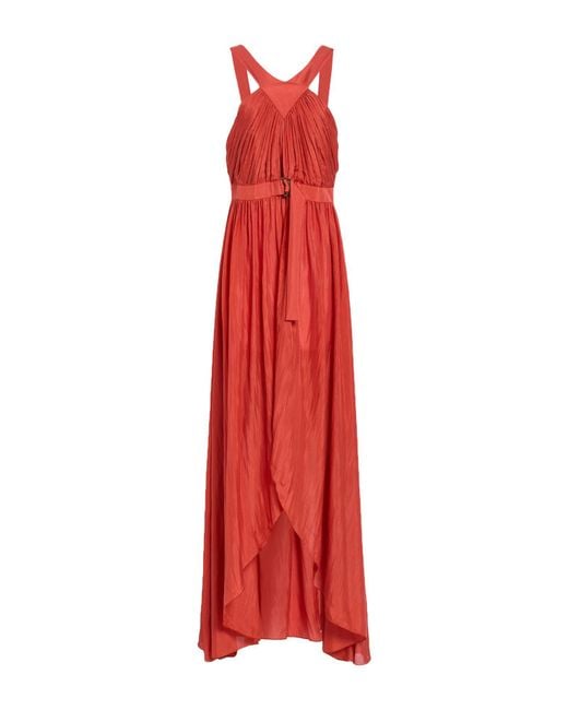 Alberta Ferretti Red Midi Dress Silk