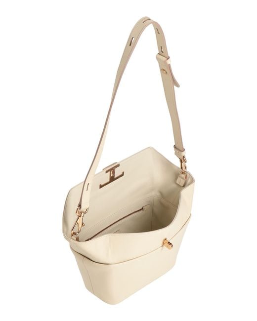 Tod's White Shoulder Bag Calfskin