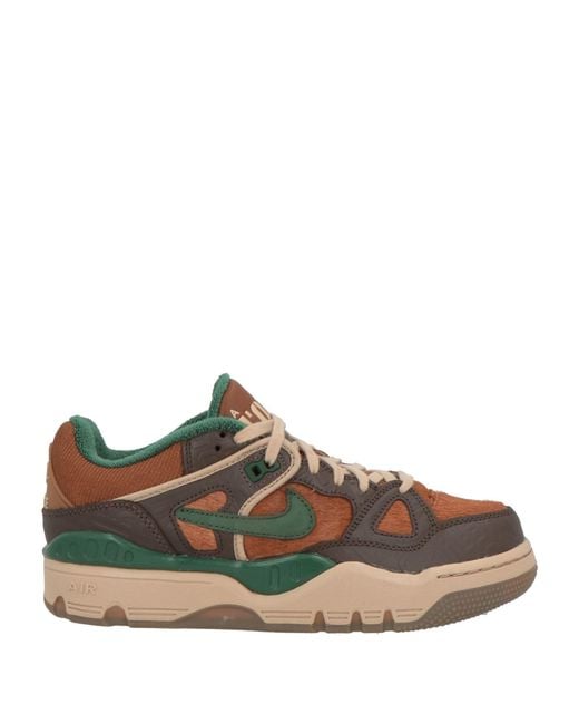Nike Brown Sneakers Leather, Synthetic Fibers for men