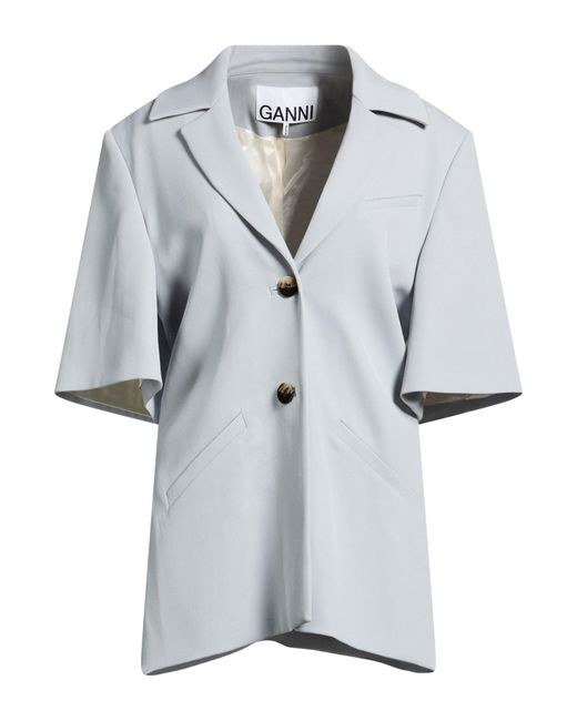 Ganni Gray Blazer Recycled Polyester, Wool, Elastane