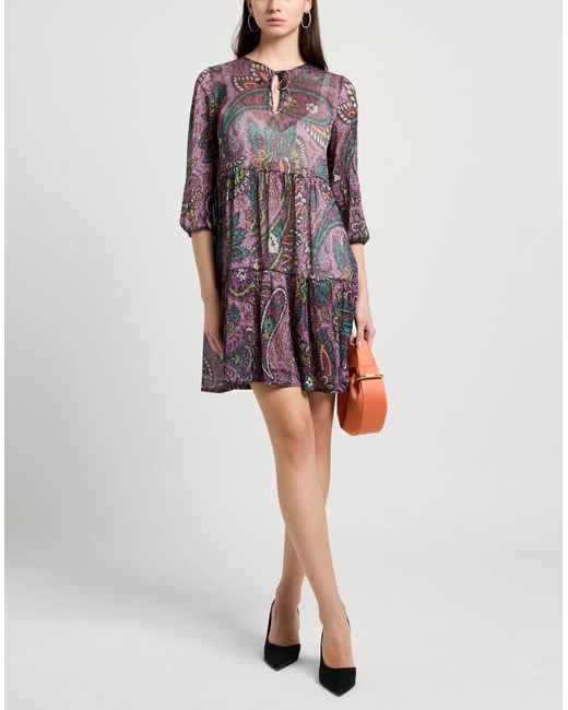 Siyu Blue Plum Mini Dress Polyester, Polyamide