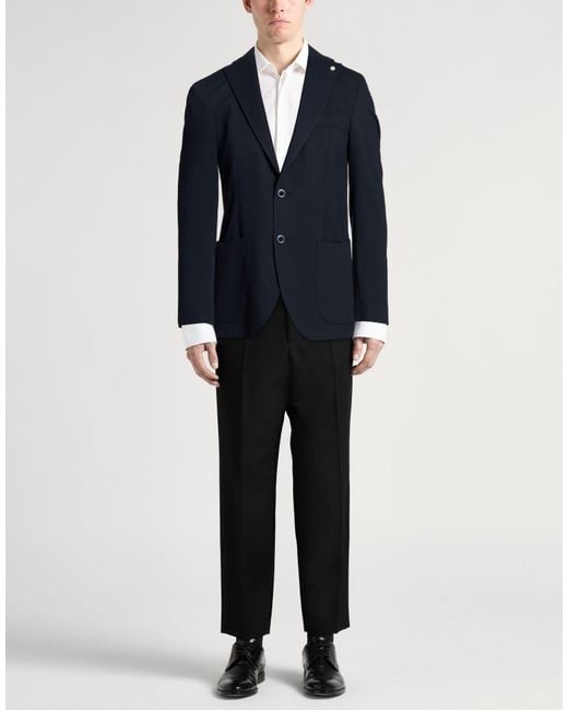 Barbati Blue Blazer Polyester, Viscose, Elastane for men